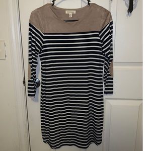 striped casual mini dress